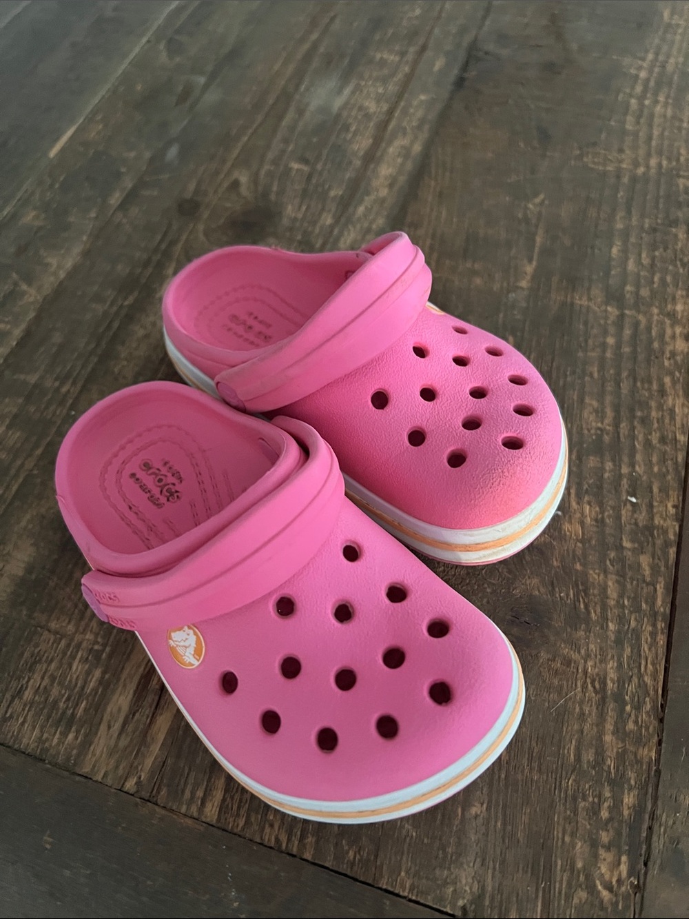 CROCS Kids Pink Slip-On Clogs with Heel Strap